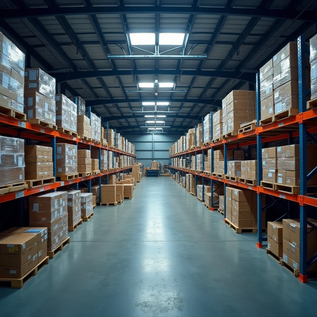 Professional climate-controlled warehouse storage facility with organized inventory by Dubi Movers Ras Al Khaimah